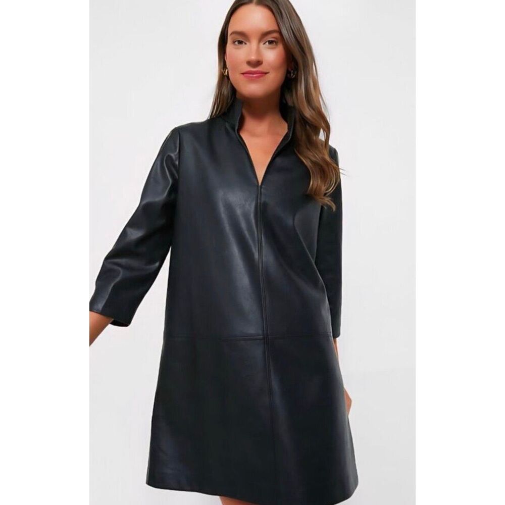 TUCKERNUCK Black Leather Clifton Shirt Dress NWOT Size XS